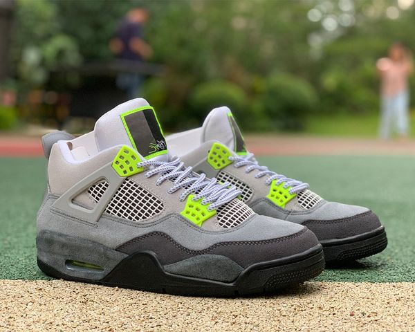 

shoes mens basketball 4s neon men woman jumpman 4 green volt wolf grey running trainers sport sneaker
