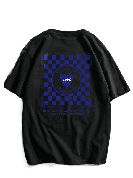 

men checker & slogan graphic tee h1wd#, White;black