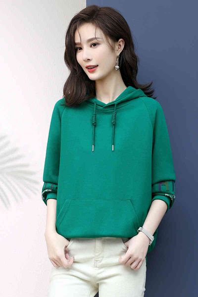 

women's sweaters sweater spring and autumn thin 2022 middle-aged mother korean loose casual hooded long sleeved women b9of, White;black