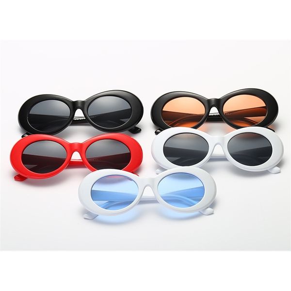 

dhl fast vintage oval sunglasses women brand designer retro sunglass man fashion female male eyewear sun glass kurt cobain glasses, White;black