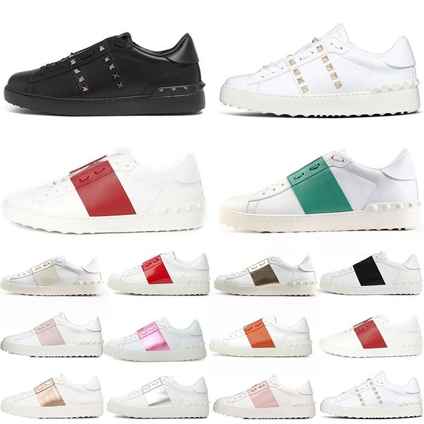 

fashion designer women mens open sneaker casual shoes white black silver golden red platform sneakers loafers vintage low genuine leather tr
