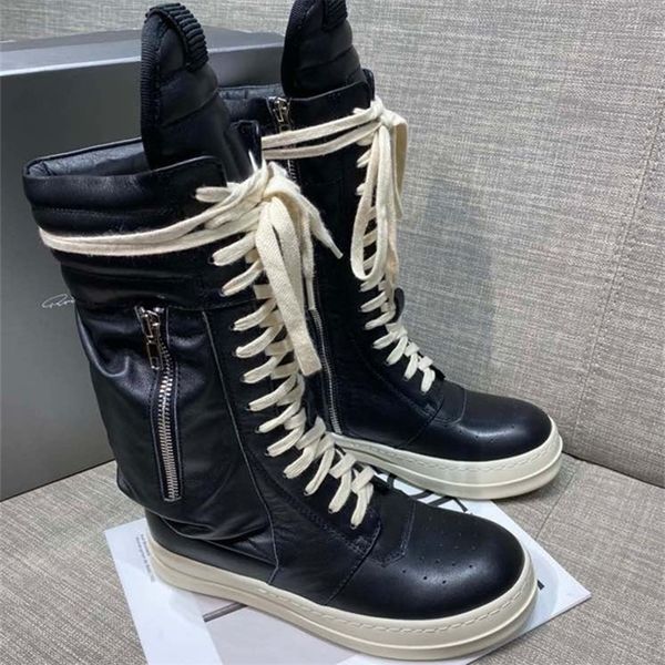 

women motorcycle leather boots men luxury midcalf winter riding boots shoes casual zip flats black real leather shoes 220815