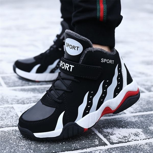 

children sports shoes outdoor kids winter sneakers high young children tennis casual running shoes warm boys girls sneakers 220429, Black;red