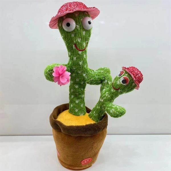 Bonecas de pelúcia atualizadas dança eletrônica cactus cantando decoração presente para crianças engraçado educação precoce brinquedos tecido de malha pelúcia