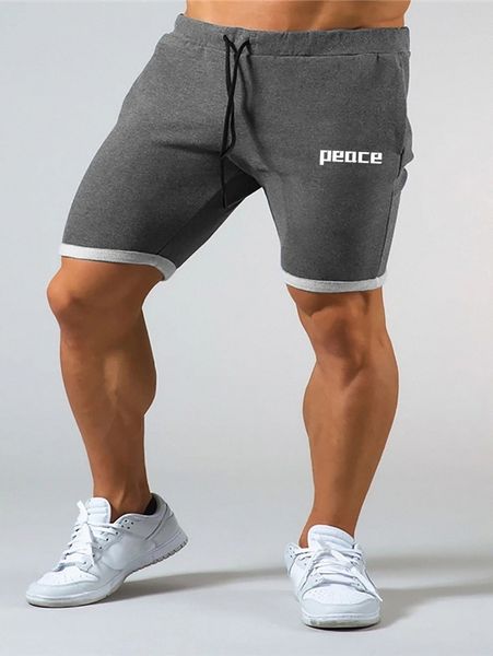 

men letter graphic drawstring waist shorts 39qj#, White;black