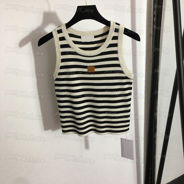 

womens knitted tanks fashion striped tank vintage sleeveless knit, White