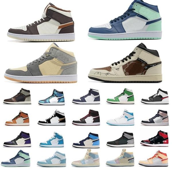 

og jumpman 1 1s mens basketball shoes for men women university blue pollen military blue hyper royal trainers sneakers 36-46, Black