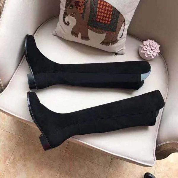 

boots side zipper slim long boots elastic female straight inner high knee, Black