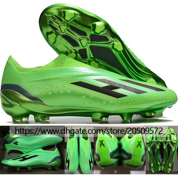 

send with bag football boots x speedportal fg laceless outdoor soccer shoes man soft leather trainers electroplate spi287y, Black