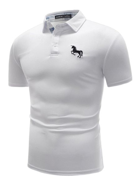 

men unicorn embroidery polo shirt m1gk#, White;black