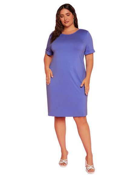 

plus solid twist back tee dress a3ox#, Black