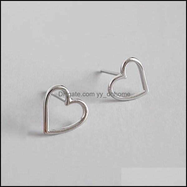 

stud earrings jewelry 100% real 925 sterling sier cute tiny hollow heart earring gift for girls kids fine party yme168 drop delivery 2021 g7, Golden;silver