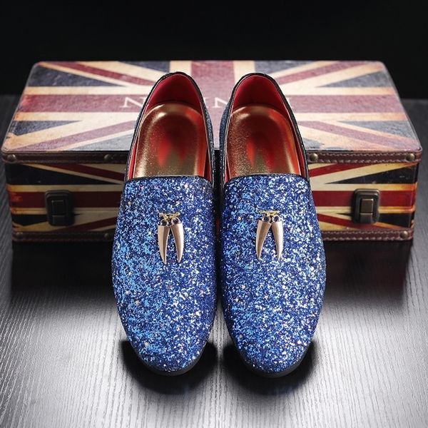 Мужские лоферы Man Flat Shining Doug Trode Shouse Casual Pointed Toe Slip On Slip-On Wedding Swed Party обувь Большой размер 37-48 Y200420