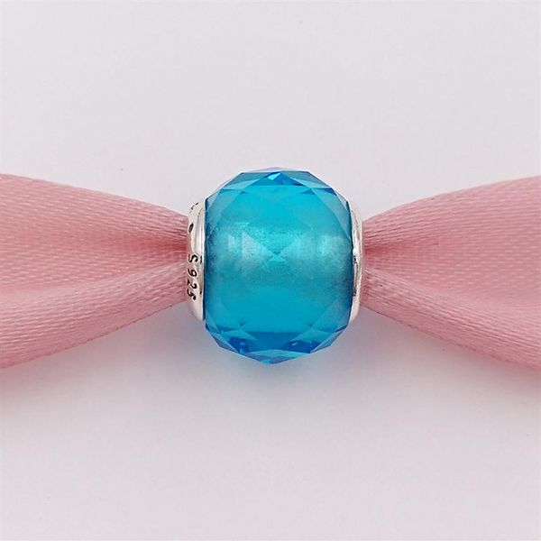 

authentic 925 sterling silver beads geometric facets sky blue slide bead charm charms fits european pandora style jewelry bracelet236s, Bronze;silver