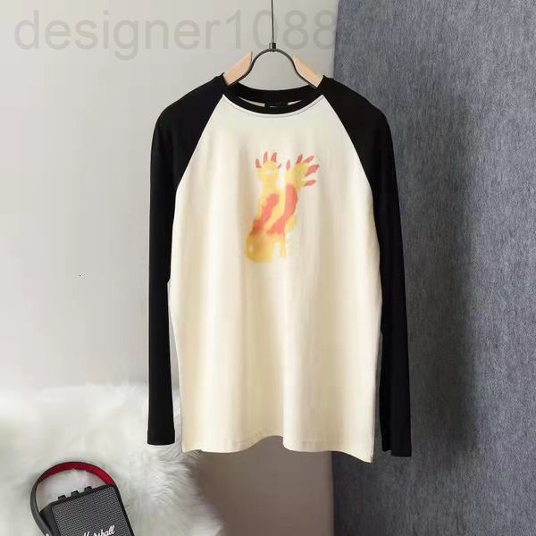 

women's t-shirt designer national current autumn and winter new cartoon t 21ps early spring little monster sweater color painting match, White
