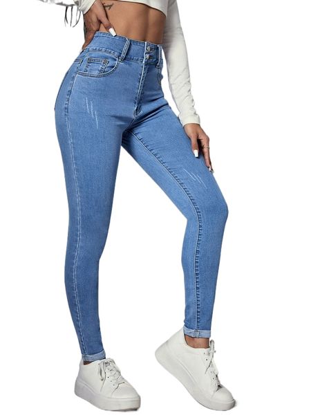 

slant pocket skinny jeans 90jr#, Blue