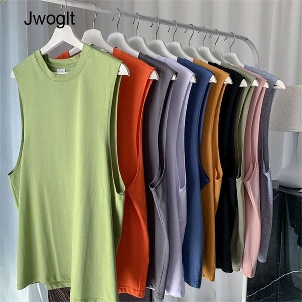 

10 colors summer new fashion 100% cotton sleeveless tank casual vest clothing s3xl 210412, White;black