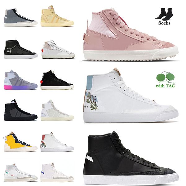 

size 36-45 mens women platform casual shoes 2022 blazer mid 77 vintage designer sneakers pink oxford indigo lx black white all hallows eve t