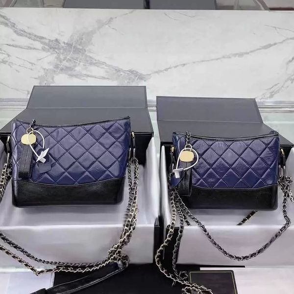 

designer ladies shoulder bag denim contrast color stitching classic handbag double chain handbags vintage luxury messenger crossbody bag tot