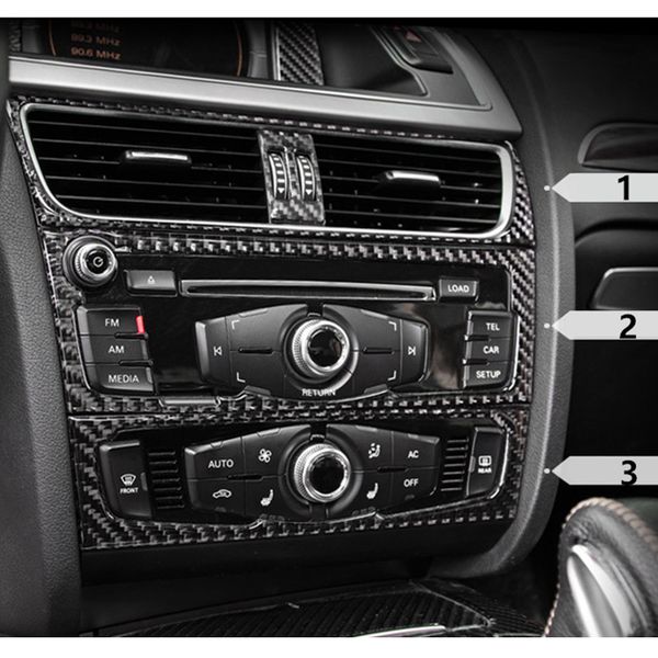 

carbon fiber interior control cd panel cover trim for audi a4 b8 a5 2009-2015 air conditioning outlet frame decoration trim