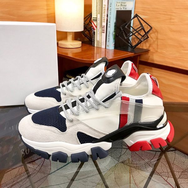 

men sneaker leave no trace trainers suede honeycomb nylon leather platform shoes dress party vintage trainers dad sneakers with box eu39-45, Black