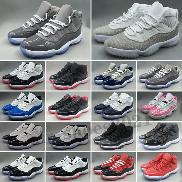 

high 11s cool gery low 11 men basketball shoes white bred concord 45 legend blue 25th anniversary citrus closing cap and gown platinum tint, White;red