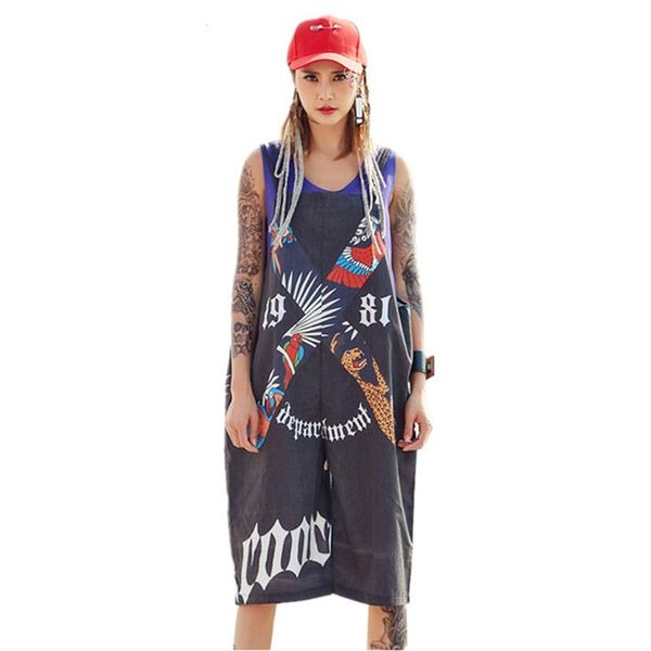 Damen -Jumpsuits Rompers Lady Summer Summer Black Playsuits Fashion Casual ärmellose Camisole weibliche Streetstyle -Buchstaben Print Plus Size Z218wo