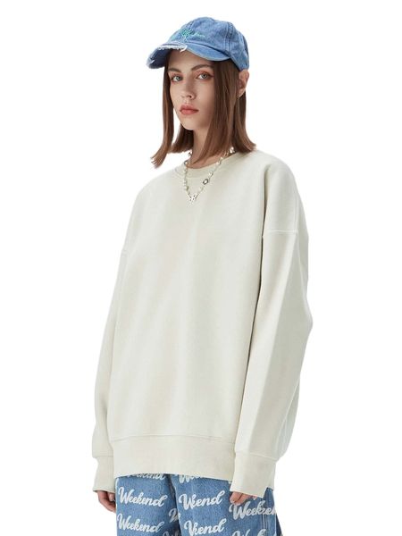 

drop shoulder solid pullover y70r#, Black