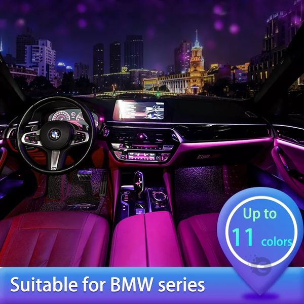 

led car interior ambient light app/remote control rgb mood light backlight auto interior decorative atmosphere lights for bmw
