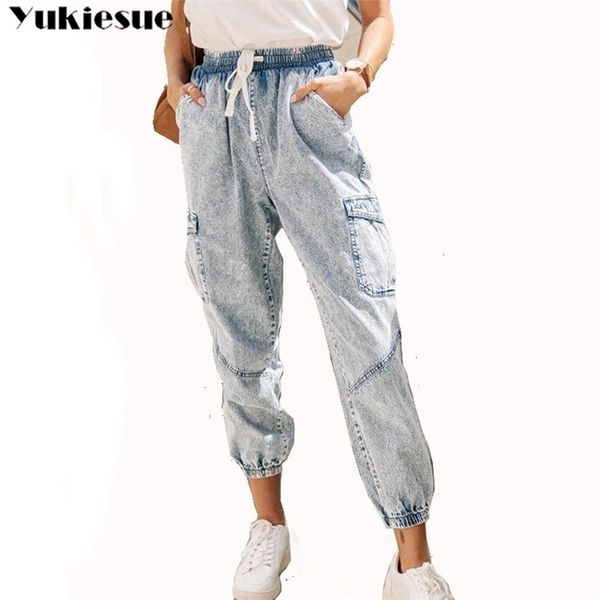 

high waisted woman pockets woman s for women ripped harem pants loose boyfriend women s jeans plus size 210412, Blue