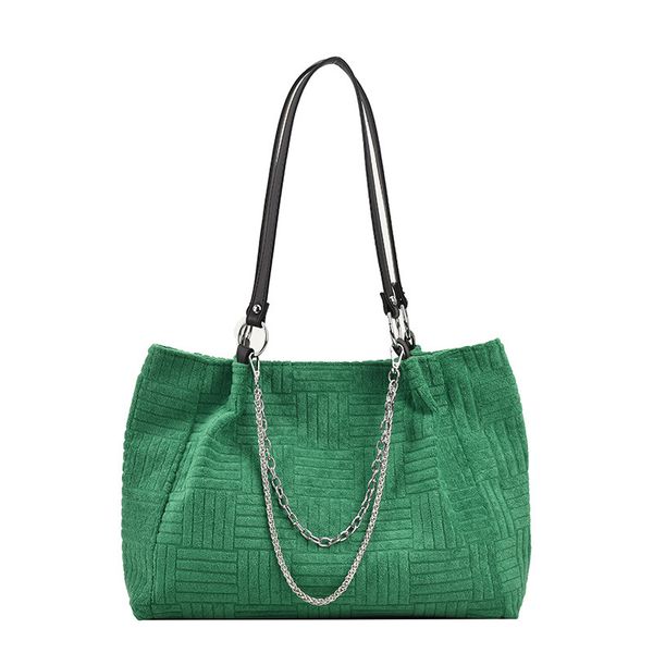 

deaigner tote bag practical large-capacity wrinkled buket one-shoulder handbag in plush for women with simple and casual style
