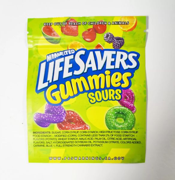 

lifesavers gummies sours packaging bags 500mg sour punch bites zip lock edibles retail candy gummy bag dry flower smellproof mylar edible