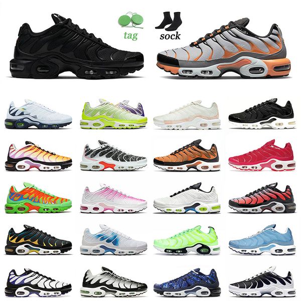 

fashion sports tn plus size 12 cushion running shoes triple black orange spray paint lime blast university blue special oreo outdoor sports