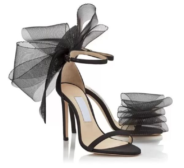 

perfect summer aveline women sandals mesh bows stiletto heel ankle strap birdals party dress elegant lady pumps black white red