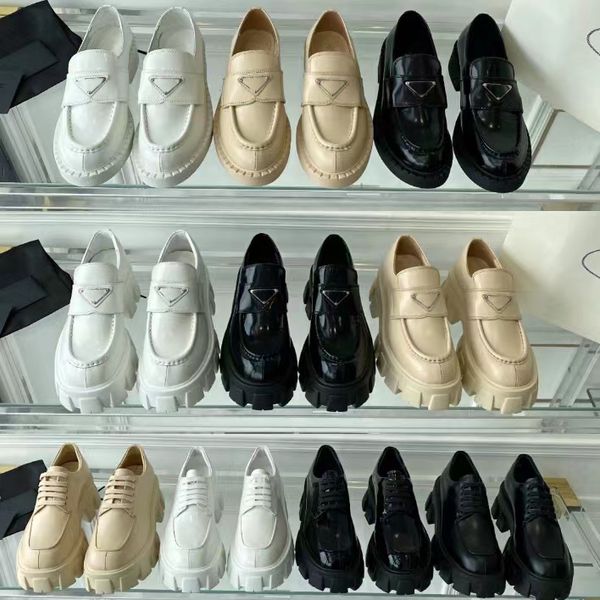 

casual shoes designer sneakers monolith platform sneaker black shiny leather women chunky round head rubber shoe ladies loafers