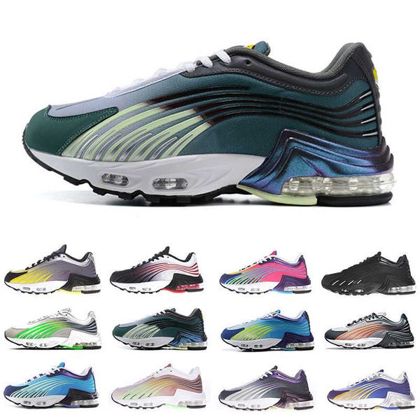 

tn plus 2.0 blacks greys mens running shoes highlighted in blue and pink lavender dark green light yellow men women trainers sports sneakers, Black