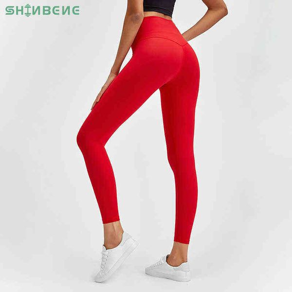 

shinbene classic 2.0-new color naked-feel athletic fitness leggings women stretchy matte soft gym sport tights yoga pants t220725, White;red