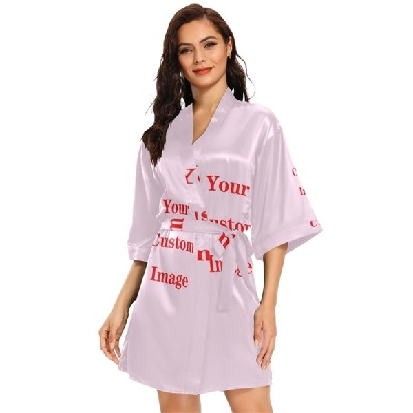 Moda Cetina Longa Mulheres Wrap Dress Pijama de banho de primavera Sexy V Robe de pescoço Roupas de senhoras Imagem personalizada 220711