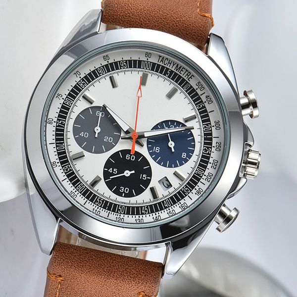 

2022ss mens luxurys watch date watch original men watches chronograph quarz movement sports wristwatches, Slivery;brown
