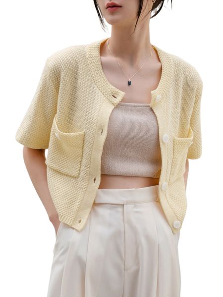 

dazy-less double pocket button up cardigan 12im#, White;black