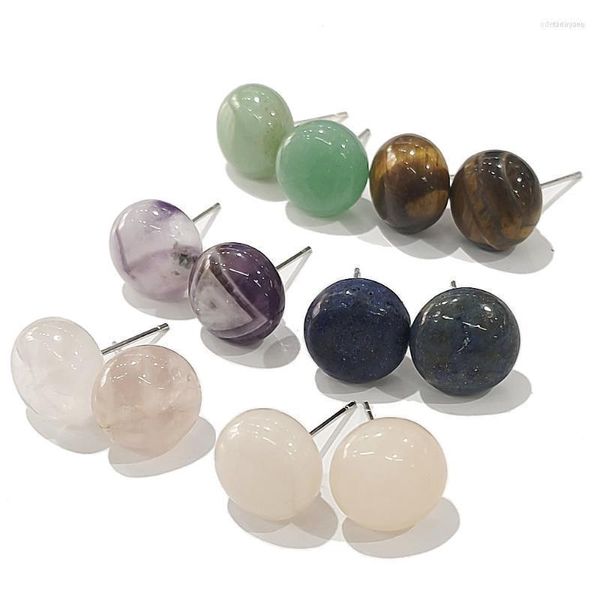 Brincos de pedra natural de garanhão de 10 mm de bola de bola redonda de quartzo de cristal prata lazuli lazuli lazuli lazuli odet22 farl22