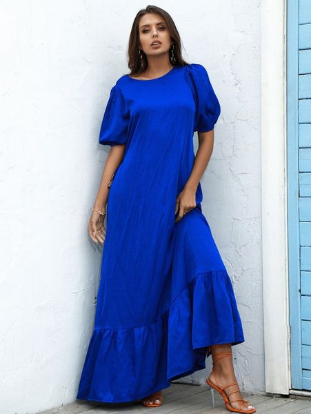 

love&lemonade puff sleeve buckle belted open back dress s9pj#, Black;gray