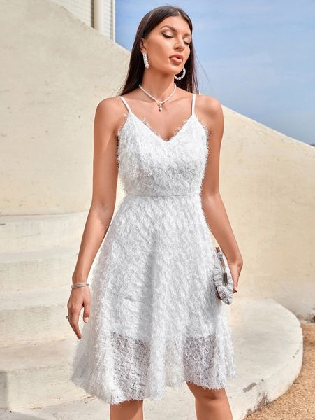 

backless fluffy knit cami dress v9wr#, Black;gray