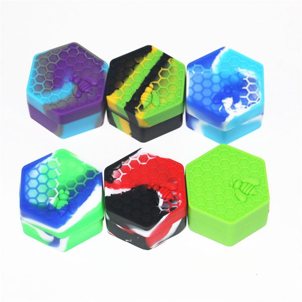 26ml Box Storage Silicon DAB Container Hexagon Nicht -Stick HoneyBee Container Food Grade Gläser Halter Werkzeug Aschefänger