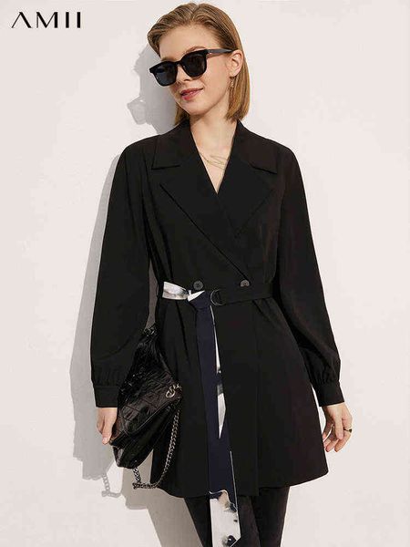 

suit amii minimalism spring new blazer women causal solid lapels bouble breaste, White;black