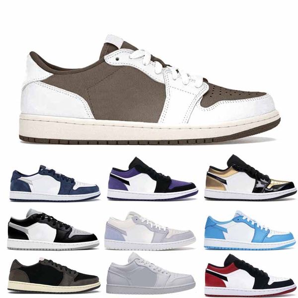 

jumpman 1s low basketball shoes man woman unc triple white court purple paris grey black toe midnight navy pine green mocha sneakers trainer