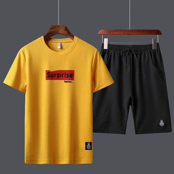 

men's tracksuits men's tracksuits 2022 men casual set fashion 2 pcs sweat suit striped short sleeve t-shirt shorts sets male sport, Gray