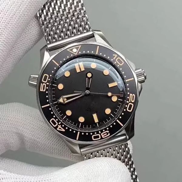 

42mm automatic mechanical movement wristwatch for men stainless steel strap sports wristwatches waterproof folding buckle montre de luxe, Slivery;brown