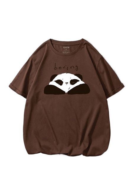 

men panda & letter graphic tee p0bx#, White;black
