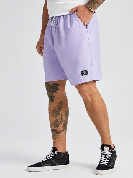 

extended sizes men letter patched shorts r9va#, White;black